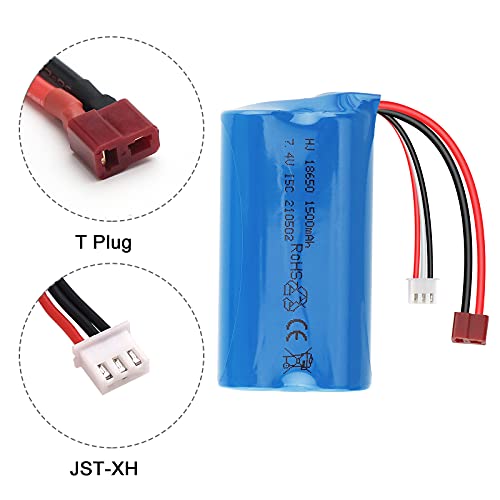 Sirecal 2 Piezas 7.4V 1500mAh Li-Ion Batería con USB Cargador para WLtoys 4WD RC Cars 12403 12401 12402 12404 12428 Repuesto de Repuesto