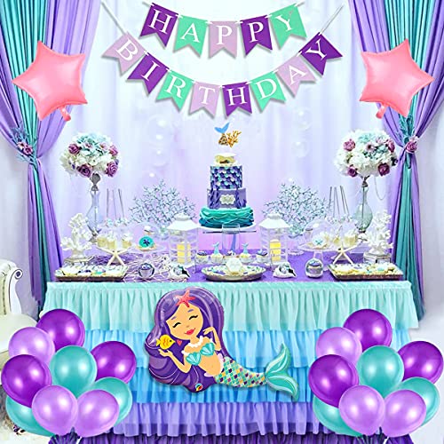 Sirena Cumpleaños Party Decoración,Decoración de Cumpleaños Sirena,Kit Globos Sirena,Sirena Decoración de Globos de Cumpleaños,Sirena Globo, para Temas del Mar Fiesta De Cumpleaño