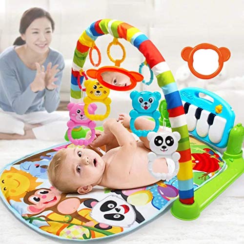 Siuber Baby Activity Rack con Kick Piano Teclado, Música y Juego Newborn Mat Toys Colgando Juguetes, Ligero Fácil de Terciar - Playmat Playmat para niños Niñas