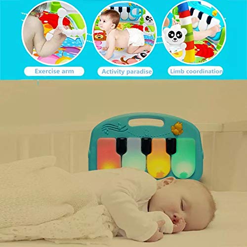 Siuber Baby Activity Rack con Kick Piano Teclado, Música y Juego Newborn Mat Toys Colgando Juguetes, Ligero Fácil de Terciar - Playmat Playmat para niños Niñas