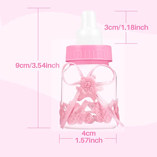 Siumir Biberón de Plástico Mini Botella de Caramelo Caja de Regalo 12 PCS para Fiesta de Baby Shower, Cumpleaños Fiesta (Rosa)