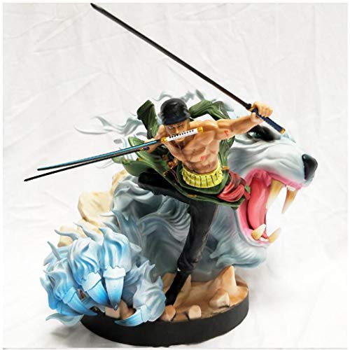 siyushop Figura de una Pieza G K Tiger Hunting Three-Blade Roronoa Zoro Tiger White Statue Modelo CLORURO DE POLIVINILO Figura - Alta 9 Pulgadas