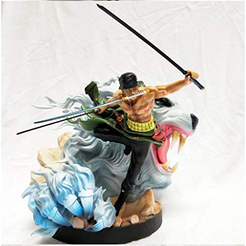 siyushop Figura de una Pieza G K Tiger Hunting Three-Blade Roronoa Zoro Tiger White Statue Modelo CLORURO DE POLIVINILO Figura - Alta 9 Pulgadas