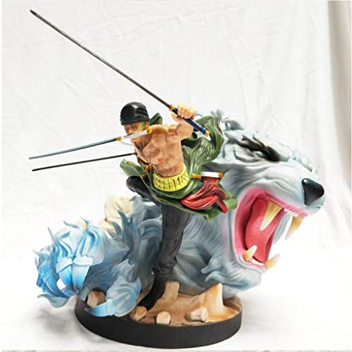 siyushop Figura de una Pieza G K Tiger Hunting Three-Blade Roronoa Zoro Tiger White Statue Modelo CLORURO DE POLIVINILO Figura - Alta 9 Pulgadas