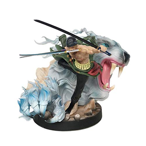 siyushop Figura de una Pieza G K Tiger Hunting Three-Blade Roronoa Zoro Tiger White Statue Modelo CLORURO DE POLIVINILO Figura - Alta 9 Pulgadas