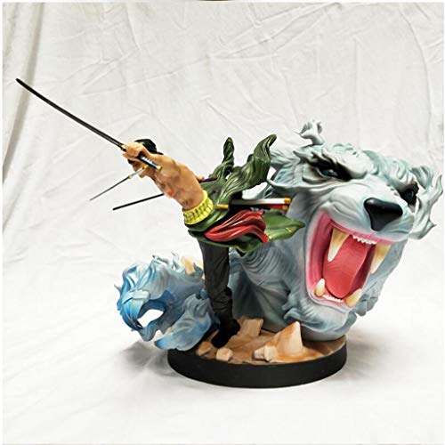 siyushop Figura de una Pieza G K Tiger Hunting Three-Blade Roronoa Zoro Tiger White Statue Modelo CLORURO DE POLIVINILO Figura - Alta 9 Pulgadas