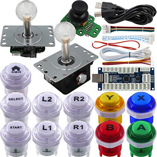 SJ@JX Arcade Game Controller 3D Gamepad Analog Stick Sensor Fly Joystick Microswitch MX LED Button USB Encoder Light Cable for PC MAME PS3 Android Raspberry Pi