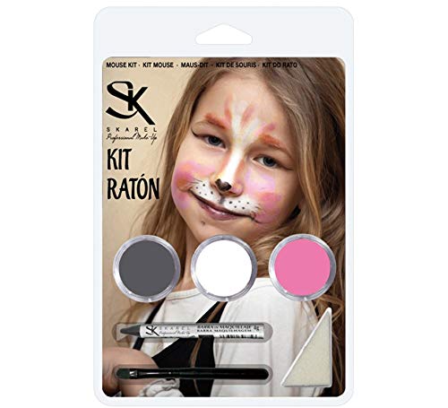 Skarel Set maquillaje. Kit de pintura facial de ratón para carnaval, ideal para disfrazarse