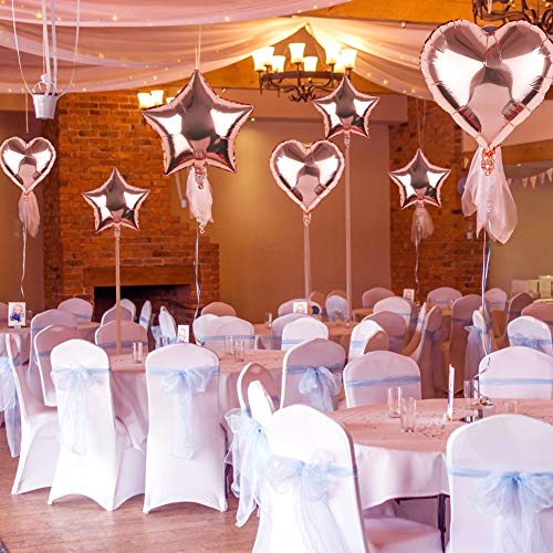 SKYIOL Globos de Papel de Aluminio con Forma de Corazón Estrella Oro Rosa 25 unidades 45 cm, Globos Grandes con 10m Cinta para Bodas Cumpleaños Compromisos Fiestas Decoraciones