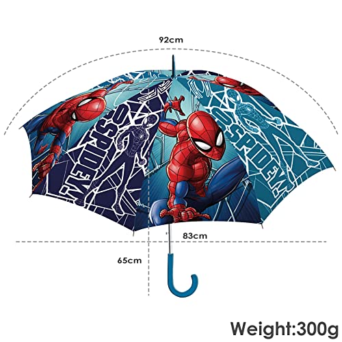 SKYLINE Paraguas para Niños, Spiderman, Estilo Tradicional, Paraguas Infantil, Poliéster, 85cm diámetro, Vuelta al Cole, Ideal para Niños