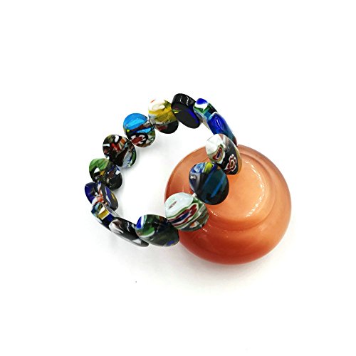 skyllc® Conjunto de 3 Oval Mezcla Forma Camuflaje del Color Murano Bolas Pulsera Brazalete de Cadena para Mujeres de Talla 18 * 13mm