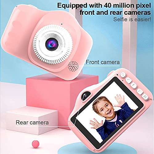 SLuB Cámara digital para niños HD Toy Camera Mini Selfie Cámara de 3.5 pulgadas 1080P HD Pantalla 32G TF Tarjeta USB Carga Adecuado para regalos de cumpleaños de niños (rosa)