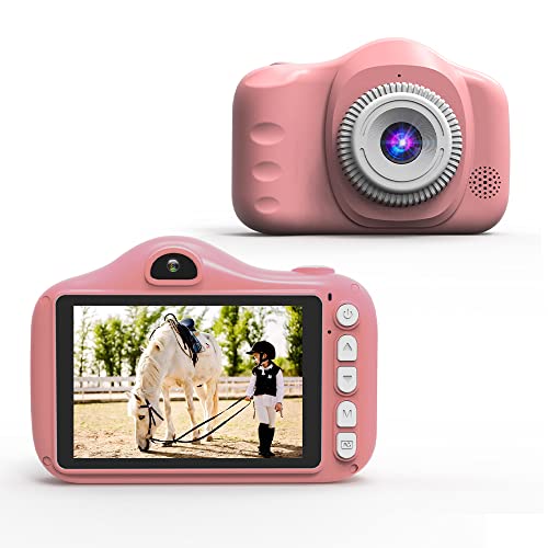 SLuB Cámara digital para niños HD Toy Camera Mini Selfie Cámara de 3.5 pulgadas 1080P HD Pantalla 32G TF Tarjeta USB Carga Adecuado para regalos de cumpleaños de niños (rosa)