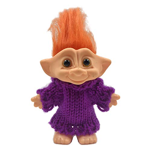 SM SunniMix Trolls Doll Cake Topper con Pelo Y Ropa, Trolls Figuras de Acción Pastel de Cumpleaños Cupcake Topper, Figuras de Trolls Juguetes, Troll Cake DEC - Pelo Naranja