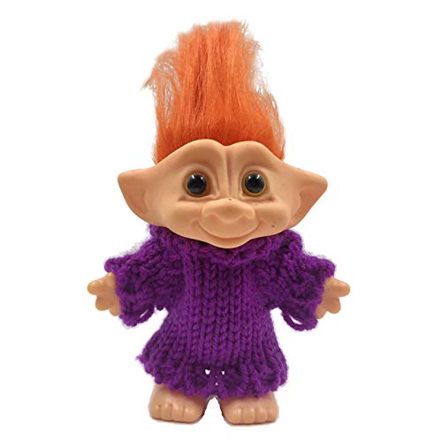 SM SunniMix Trolls Doll Cake Topper con Pelo Y Ropa, Trolls Figuras de Acción Pastel de Cumpleaños Cupcake Topper, Figuras de Trolls Juguetes, Troll Cake DEC - Pelo Naranja