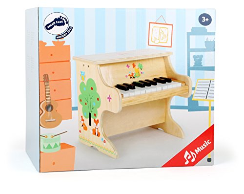 Small Foot 10724 Piano de Piano con Aplicaciones de diseño de Animales, Juguete de Madera para los niños con una Escala para Primera músicos, estimula la Creatividad