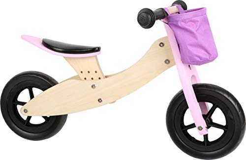 Small Foot 11611 Triciclo - Bicicleta Maxi 2 en 1, Rosa, de Madera, con Asiento Ajustable y neumáticos de Goma