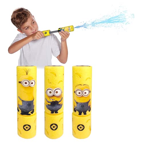 Smart Planet® Minions - Juego de 3 boquillas de agua (15 cm, diámetro de 4 cm, alcance de 7 m, espuma)