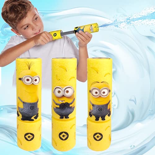 Smart Planet® Minions - Juego de 3 boquillas de agua (15 cm, diámetro de 4 cm, alcance de 7 m, espuma)