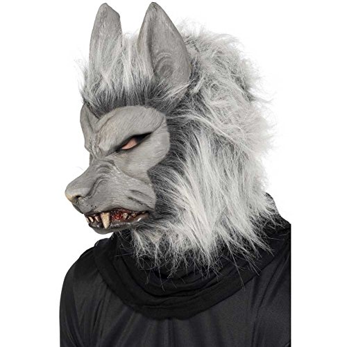 Smiffy'S 24130 Careta De Hombre Lobo Para La Cabeza, Gris, Tamaño Único