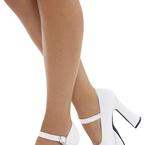 Smiffys-43075L Zapatos de Plataforma años 70 para Mujer, tacón de 12.7 cm, Color Blanco, EU Tamaño-39 (Smiffy'S 43075L)