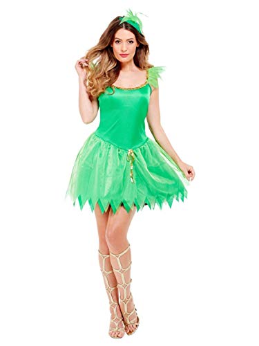 Smiffys- Disfraz de Hada de los bosques, Verde, con Vestido, Pieza para la Cabeza y alas, Color, S - EU Tamaño 36-38 (Smiffy'S 22154S)