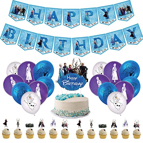 smileh Congelatas Cumpleaños Fiesta Decoración Globos Feliz Cumpleaños del Pancarta Decoración de Tartas para Niños Frozen Favor de Fiesta Temática