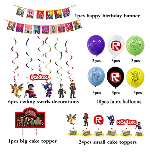 smileh Decoracion Cumpleaños Roblox Globos Pancarta de Feliz Cumpleaños Tarta Decoracion Colgando Remolinos Decoraciones Gamer Cumpleaños Decoración