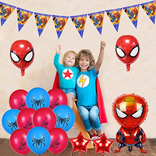 smileh Decoracion Cumpleaños Spiderman Globos Pancarta Globos de Papel de Spider Man para Niños Decoraciones de Fiesta Cumpleaños