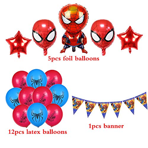 smileh Decoracion Cumpleaños Spiderman Globos Pancarta Globos de Papel de Spider Man para Niños Decoraciones de Fiesta Cumpleaños