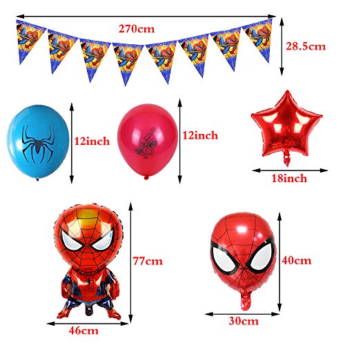 smileh Decoracion Cumpleaños Spiderman Globos Pancarta Globos de Papel de Spider Man para Niños Decoraciones de Fiesta Cumpleaños