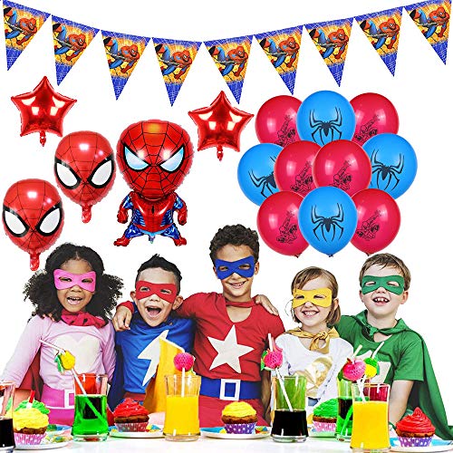 smileh Decoracion Cumpleaños Spiderman Globos Pancarta Globos de Papel de Spider Man para Niños Decoraciones de Fiesta Cumpleaños