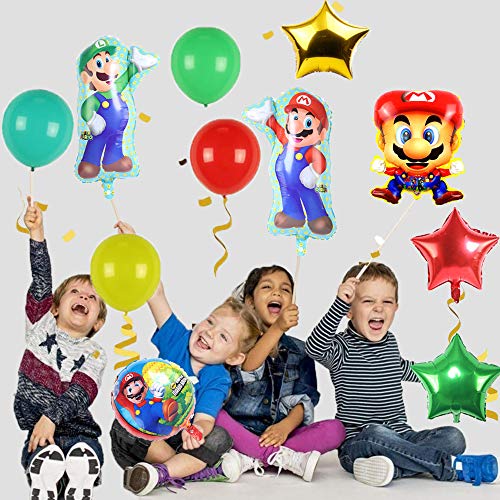 smileh Decoracion Cumpleaños Super Mario Globos Mario Aluminio Globo para niños Decoraciones de Fiesta Mario Bros