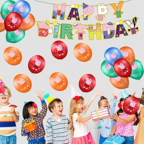 smileh Decoraciones de Cumpleaños Peppa Pig Globos Pancarta de Feliz Cumpleaños George Peppa Pig Globos de Fiesta para Niños George Pig Favor de Fiesta Temática