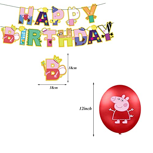 smileh Decoraciones de Cumpleaños Peppa Pig Globos Pancarta de Feliz Cumpleaños George Peppa Pig Globos de Fiesta para Niños George Pig Favor de Fiesta Temática