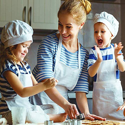 smileh Juego de Chef para Niños Kids Delantal Sombrero y Manga de Cocina para Cocinar Pintura o Decoración para Hornear Infantiles Delantal de Chef de Cocina para Niños Pintura 4-12 Años Blanco