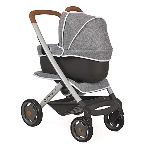 Smoby-7600253104 7600253104-Cochecito para muñecas 3 en 1, Color Gris (Quinny 7600253104)