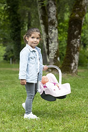 Smoby Asiento de Coche con asa de Transporte, diseño Original Maxi-Cosi, Accesorios para muñecas de hasta 42 cm, para niños a Partir de 3 años, Color Rosa, (240233)