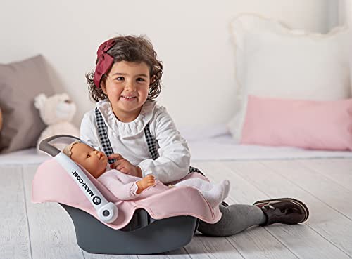 Smoby Asiento de Coche con asa de Transporte, diseño Original Maxi-Cosi, Accesorios para muñecas de hasta 42 cm, para niños a Partir de 3 años, Color Rosa, (240233)