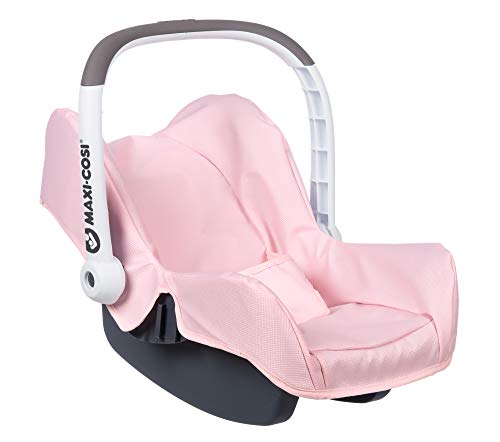 Smoby Asiento de Coche con asa de Transporte, diseño Original Maxi-Cosi, Accesorios para muñecas de hasta 42 cm, para niños a Partir de 3 años, Color Rosa, (240233)