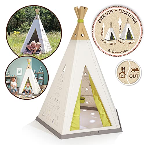 Smoby - Casita Tipi de Plástico de Calidad para Interior o Exterior, Evolutiva y Ajustable a 2 Tamaños, Anti-UV, para Niños a partir de 2 Años