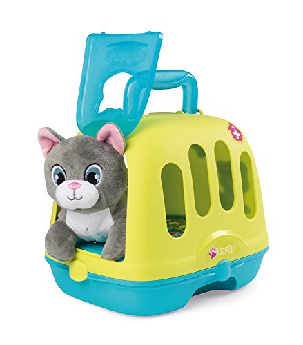 Smoby Maletín de Juego Veterinario 2 en 1 con Accesorios médicos y Caja de Transporte para Gatos, Incluye Gato de Tela, niños a Partir de 3 años, Color Turquesa/Verde. (7600340300)