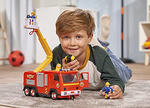 Smoby Simba 109251098038 Sam el Bombero Ultimate Jupiter - Camión Bombero con Talkie-Walkie + 1 Figura, Sonidos y Luces, función Chorro de Agua, Pilas Incluidas