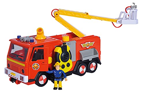 Smoby Simba 109251098038 Sam el Bombero Ultimate Jupiter - Camión Bombero con Talkie-Walkie + 1 Figura, Sonidos y Luces, función Chorro de Agua, Pilas Incluidas