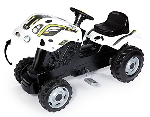 Smoby - Tractor Farmer XL Vaca con Remolque, Color Blanco (710113)