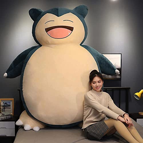 Snorlax - Funda de peluche (sin relleno) gigante sin relleno Snorlax Snorlax Cojín de animal con cremallera para novia cumpleaños Snorlax cama (150 cm, cara sonriente)