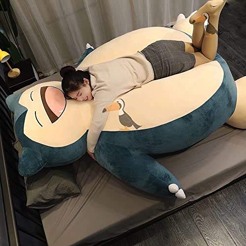 Snorlax - Funda de peluche (sin relleno) gigante sin relleno Snorlax Snorlax Cojín de animal con cremallera para novia cumpleaños Snorlax cama (150 cm, cara sonriente)