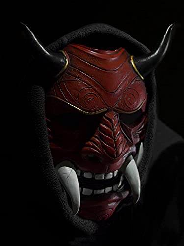 SnowDream Mascarilla de Hannya Halloween de Miedo Kabuki Warrior Demon Mask Adults Totalmente portátil Estilo decoración para el Festival Cosplay Disfraz Party Decoraciones,Rojo