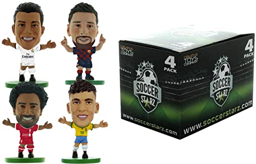 SoccerStarz - Los Mejores Jugadores del Mundo Paquete de 4 Jugadores (3 ampollas y 1 Jugador Suelto en una Caja)