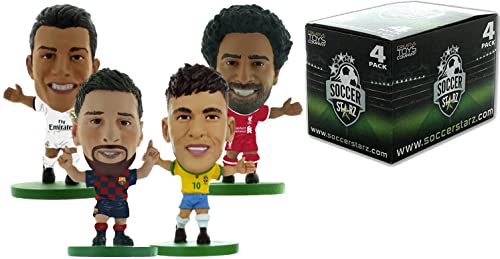 SoccerStarz - Los Mejores Jugadores del Mundo Paquete de 4 Jugadores (3 ampollas y 1 Jugador Suelto en una Caja)